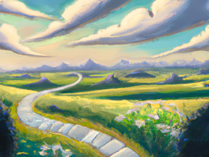 a roadmap anime oil painting, high resolution, ghibli inspired, 4k